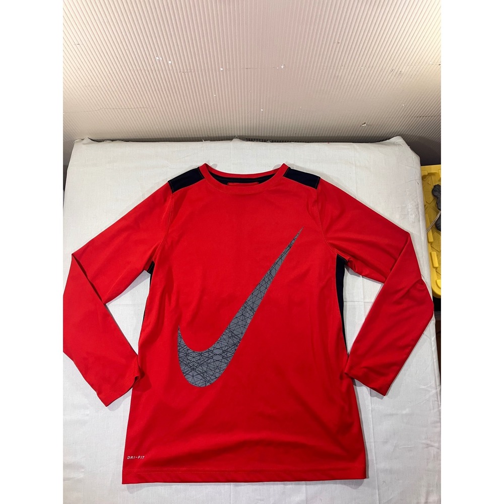 Nike Dri Fit Long Sleeve Athletic Shirt Red Men's XL